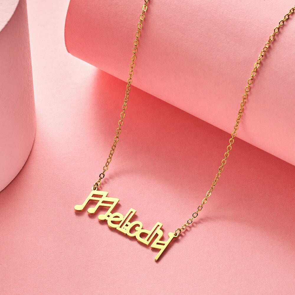 Personalized Musical Note Name Necklace 925 Silver Customized DIY Name Letter Musical Note Necklace Jewelry Personalized Name Plate