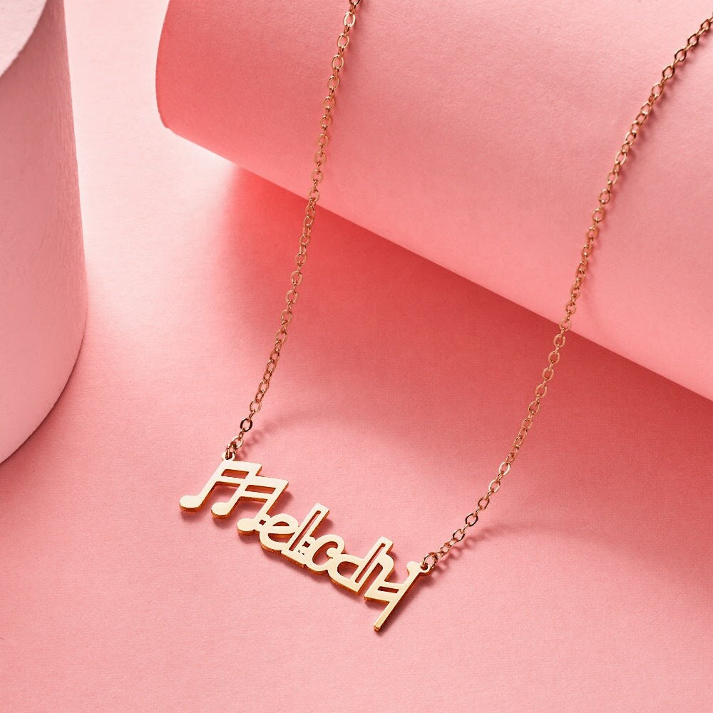 Personalized Musical Note Name Necklace 925 Silver Customized DIY Name Letter Musical Note Necklace Jewelry Personalized Name Plate