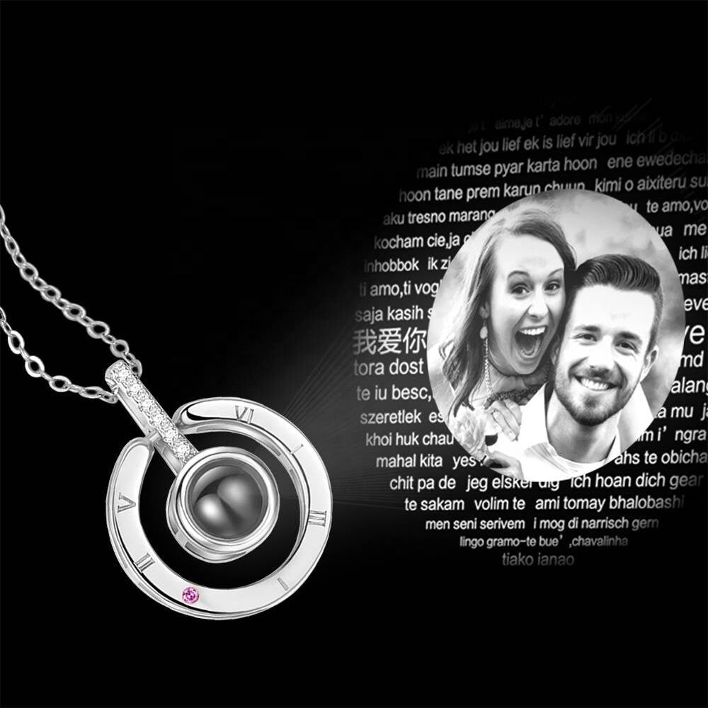 Projection Photo Necklace 925 Round Necklace Pendant I Love You 100 Language Necklace Project Photo DIY Projection Necklace Personalized