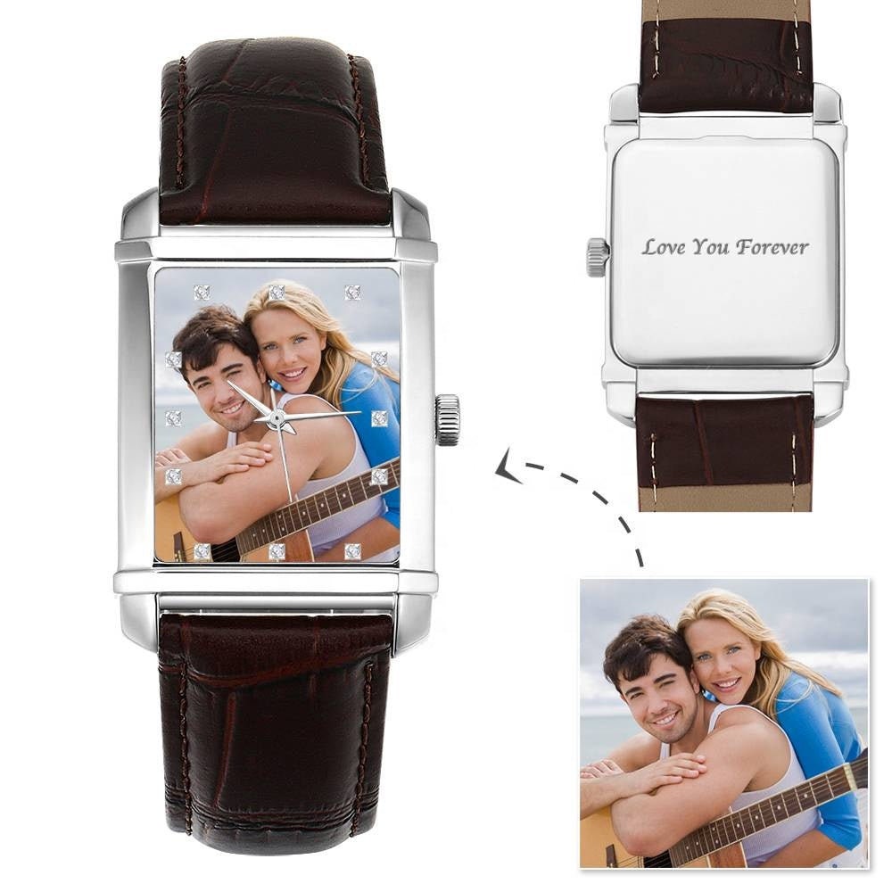 Personalized Photo Watches Custom Watch Manufacturer Unique Luxury Watch Cow Leather Wrist Custom Your Logo Design Watch Happy Couple Watch