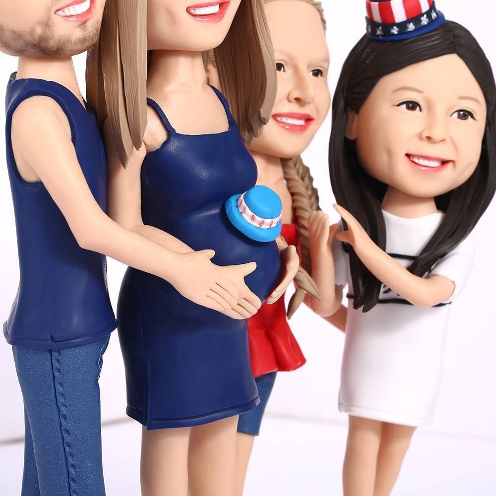 Personalized Photo Bobblehead Fully Customizable Made Figure Bobblehead Four Person Figurines Bespoke Portrait Sculpture For Family Soft
