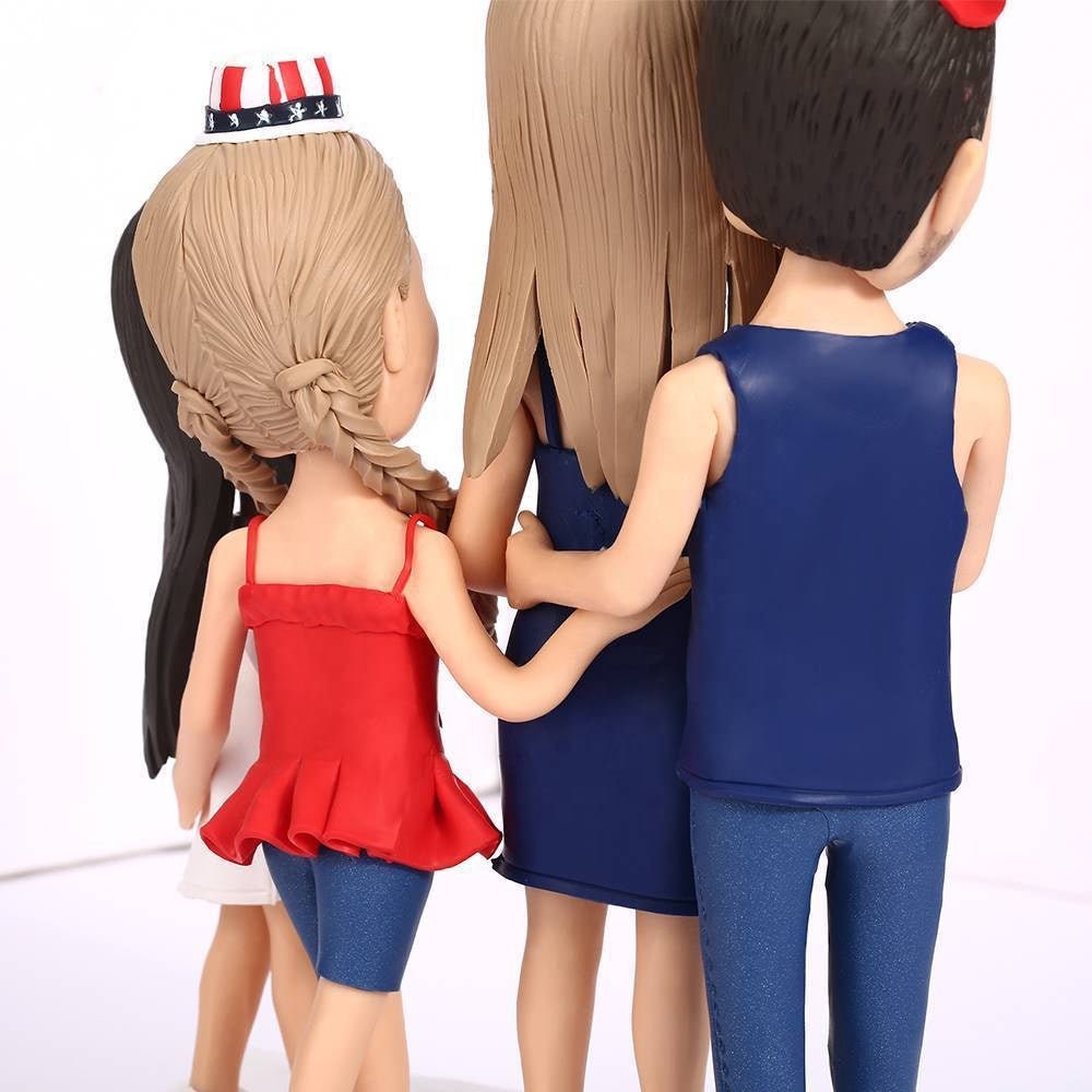 Personalized Photo Bobblehead Fully Customizable Made Figure Bobblehead Four Person Figurines Bespoke Portrait Sculpture For Family Soft