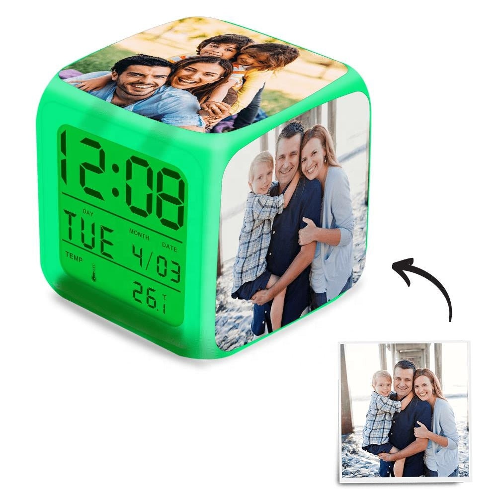 Custom Sublimation Desk Clock Modern Colorful Lights Wireless Charger Led Digital Alarm Table Clock With Calendar Light Up Digital Alarm