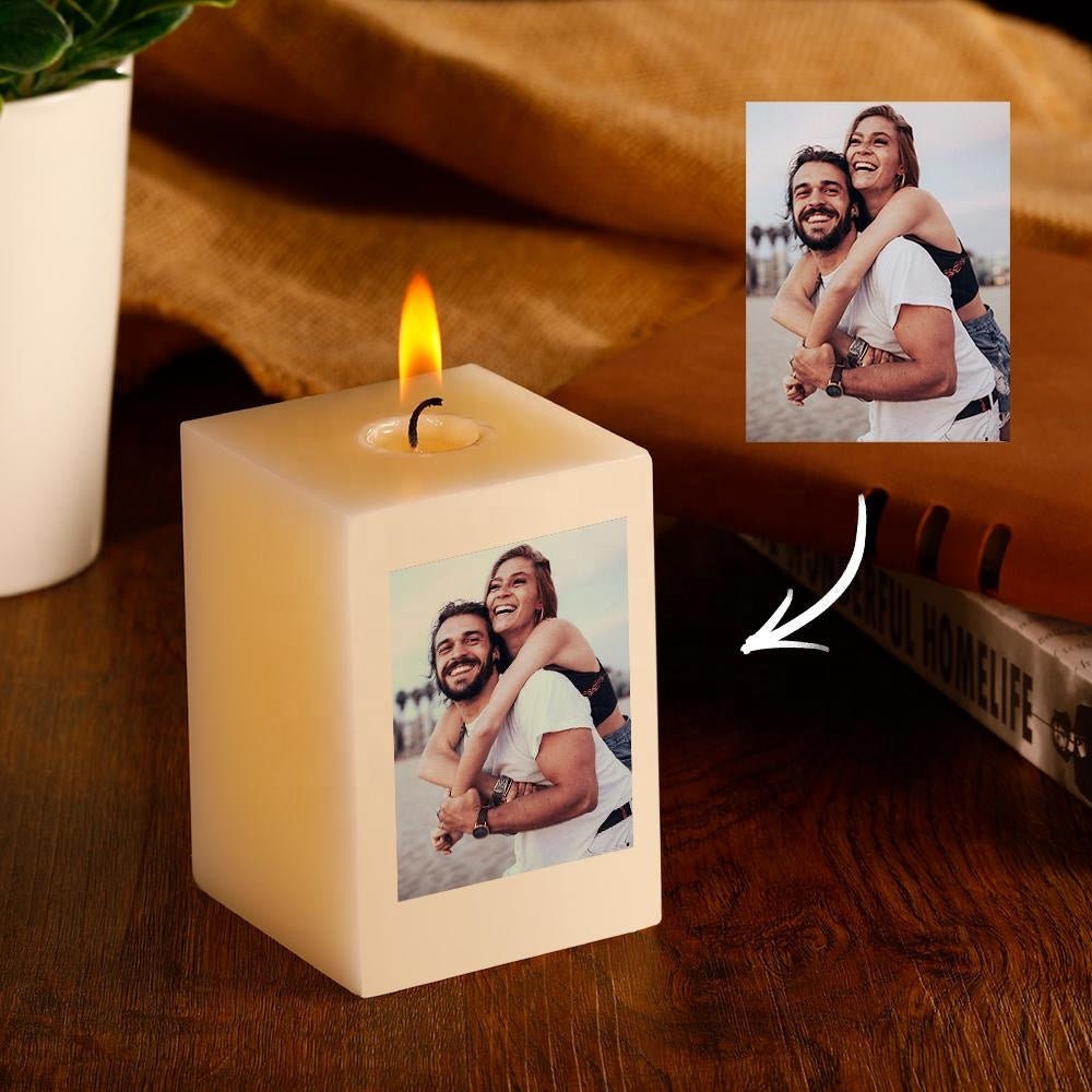 Personalized Photo Pillar Candles Custom Logo Candles Luxury Gift Photo Candle Customized Gift Home Decor Wedding Gift Anniversary Gift