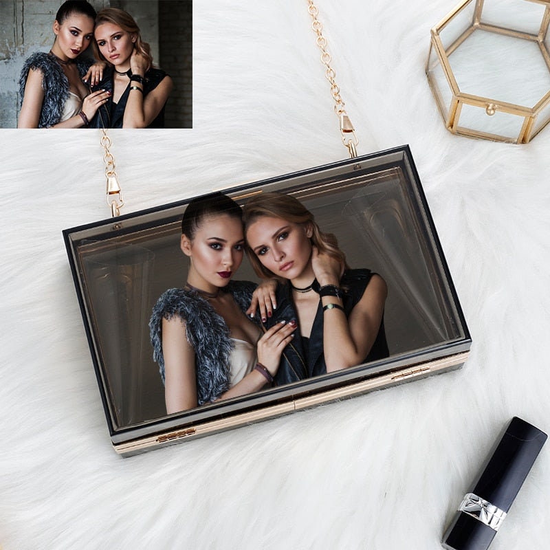 Custom Acrylic Transparent Women Clutch Bag Chain Brand Women Messenger Bag Evening Bag Handbag Chain Shoulder Bag