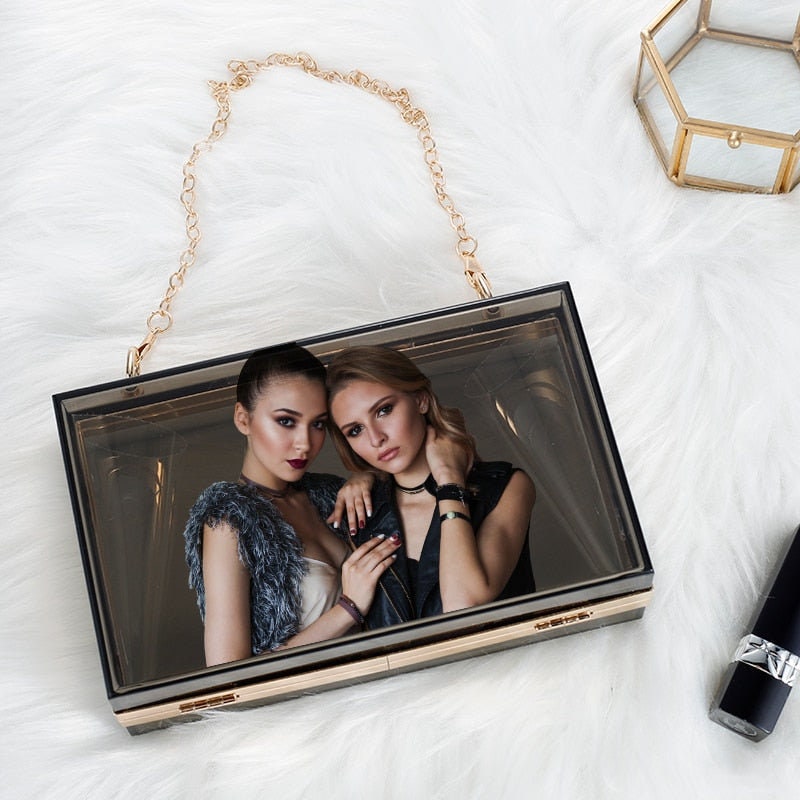 Custom Acrylic Transparent Women Clutch Bag Chain Brand Women Messenger Bag Evening Bag Handbag Chain Shoulder Bag