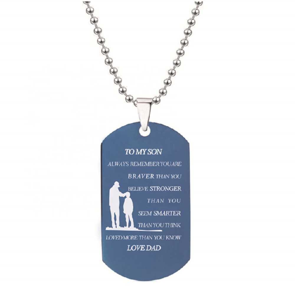 Stainless Steel To My Son Necklace Love Dad Military Dog Tag Necklace For Men Engraved Dog Tag Necklace Card Identity Necklace Gift Men's