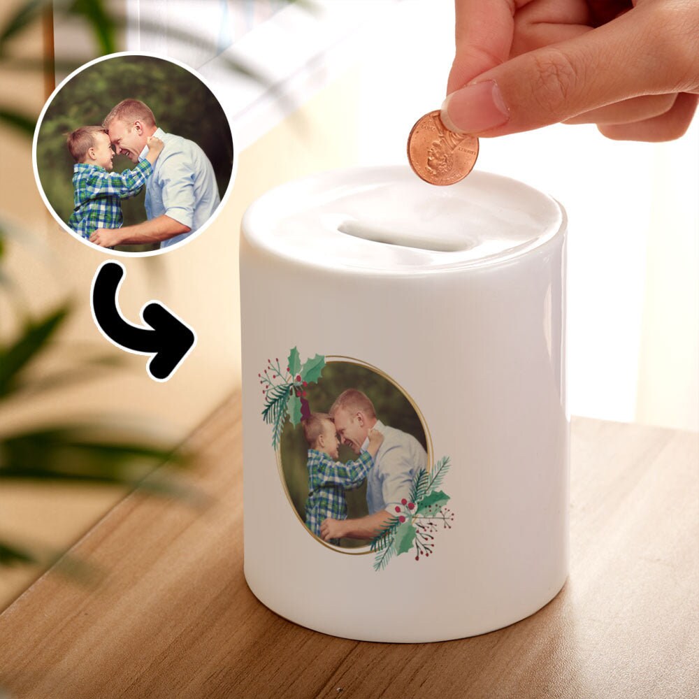 Personalized White Money Box Coin Bank Custom Logo Tin Piggy Bank Money Coin Box Kid Adults Ceramic Piggy Bank Gift for Kids