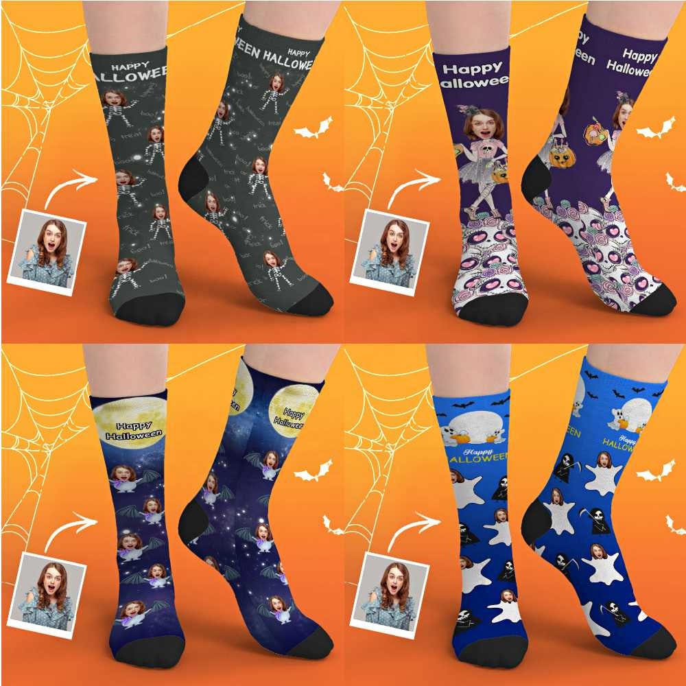 Custom Socks Funny Kids Men Women Halloween Socks For Family Gifts Personalized Sock Custom Printed Socks Valentine Gift Funny faces on