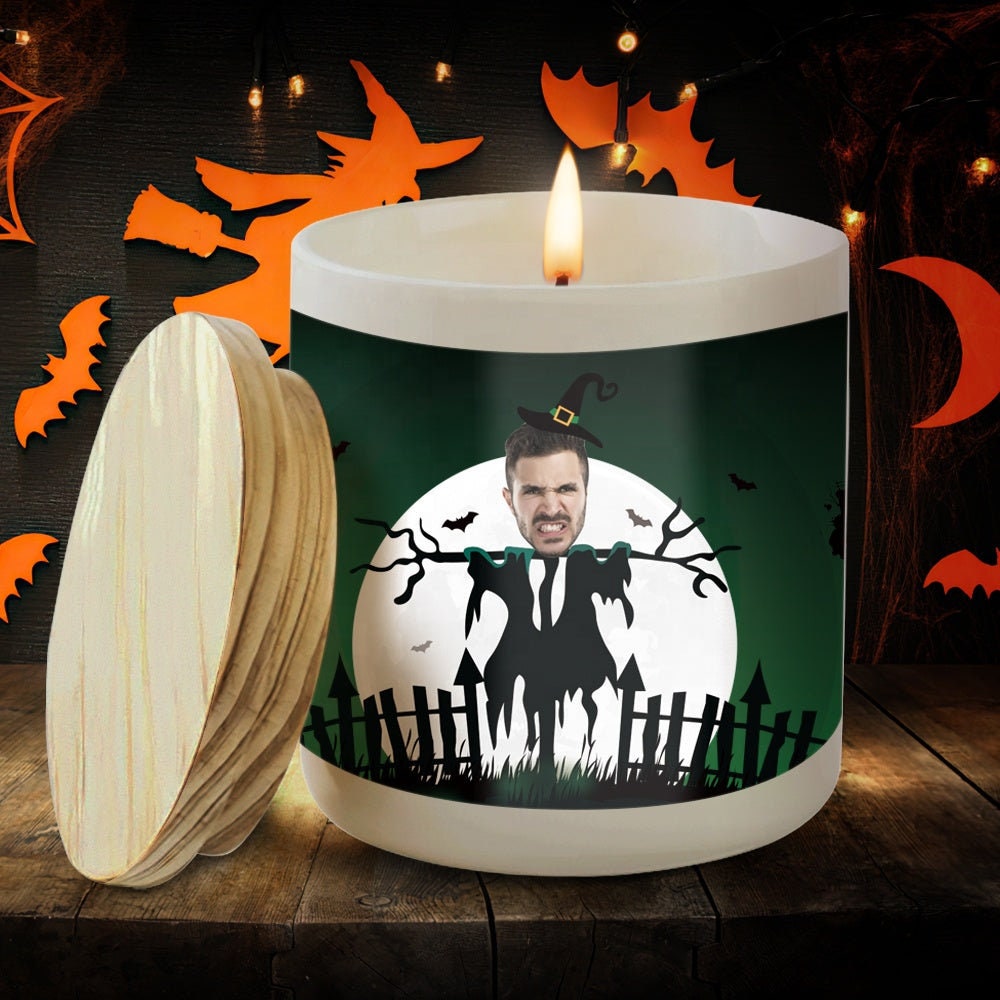 Personalized Photo Candle Label Picture Labels Candles Halloween Customized Photo Candle Custom Ceramic Candle Soy Wax Scented Upload Photo