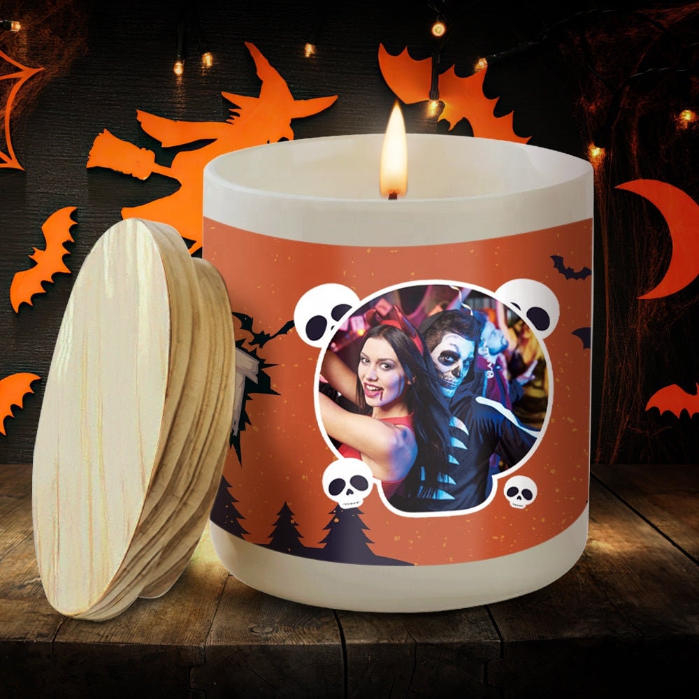 Personalized Photo Candle Label Picture Labels Candles Halloween Customized Photo Candle Custom Ceramic Candle Soy Wax Scented Upload Photo