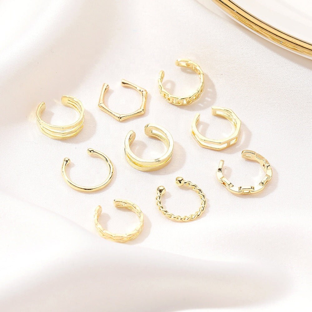 Simple Ear Bone Clip Earrings Designer Cuff Earrings Threaded Circle Ear Ring Clip Cuffs For Women Dainty Jewelry Gift for Her