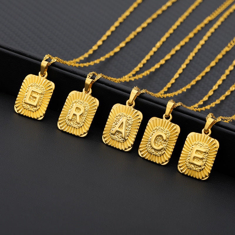 Personalized 26 Capital Letters Stainless Steel Necklace Gold Plated English Alphabet Letter Initial Necklaces for Women Custom Necklace