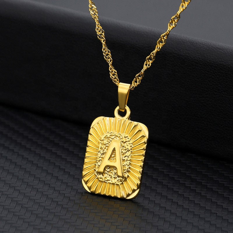 Personalized 26 Capital Letters Stainless Steel Necklace Gold Plated English Alphabet Letter Initial Necklaces for Women Custom Necklace