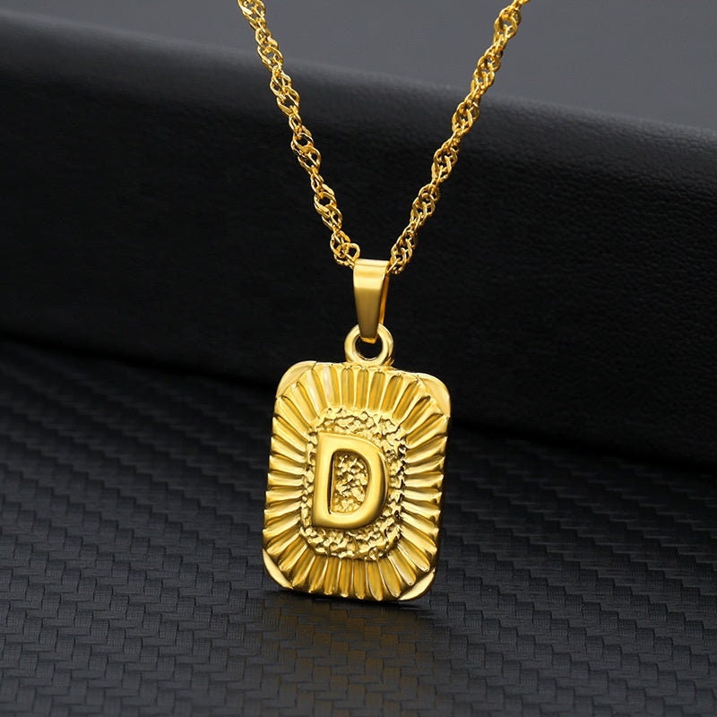 Personalized 26 Capital Letters Stainless Steel Necklace Gold Plated English Alphabet Letter Initial Necklaces for Women Custom Necklace