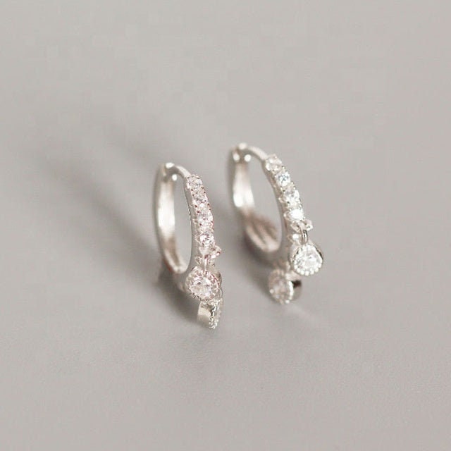 Delicate S925 Silver Zircon Diamond Fancy Earring Round Circle Design Hoop Earrings Perfect Wedding Earrings Bridesmaids Jewelry Gift for
