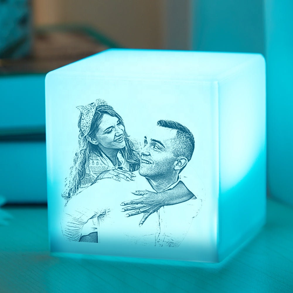 Custom 3D Led Photo Square Night Lights Craft Plastic Photo Frame Novelty Bedroom Small Decorative Table Lamp Wedding Anniversary Gift