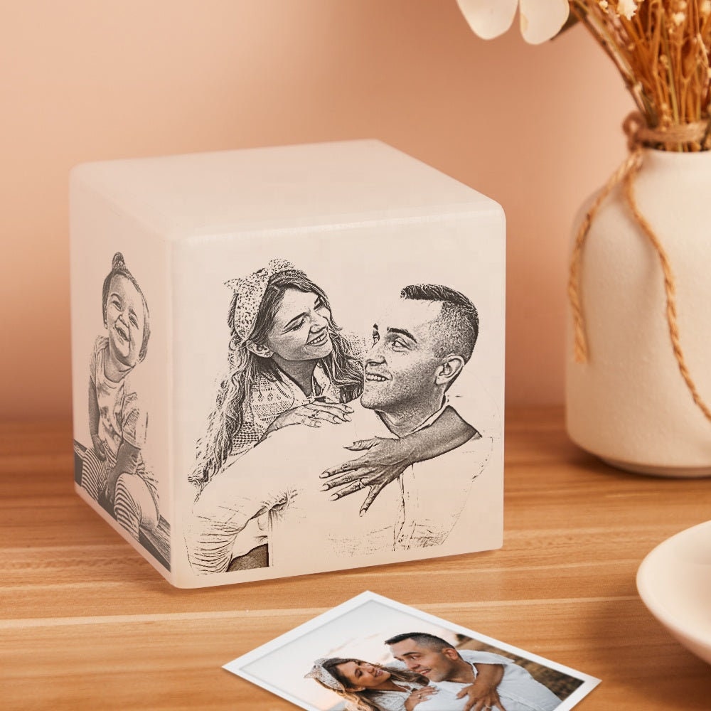 Custom 3D Led Photo Square Night Lights Craft Plastic Photo Frame Novelty Bedroom Small Decorative Table Lamp Wedding Anniversary Gift