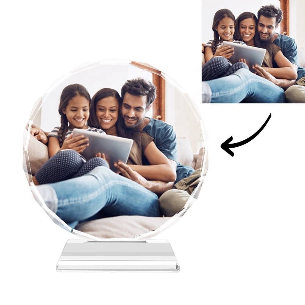 Photo Transparent Frame Picture Frame Custom Picture Round Shaped Frame Crystal Round Shaped Picture Custom Photo Frame Personalized