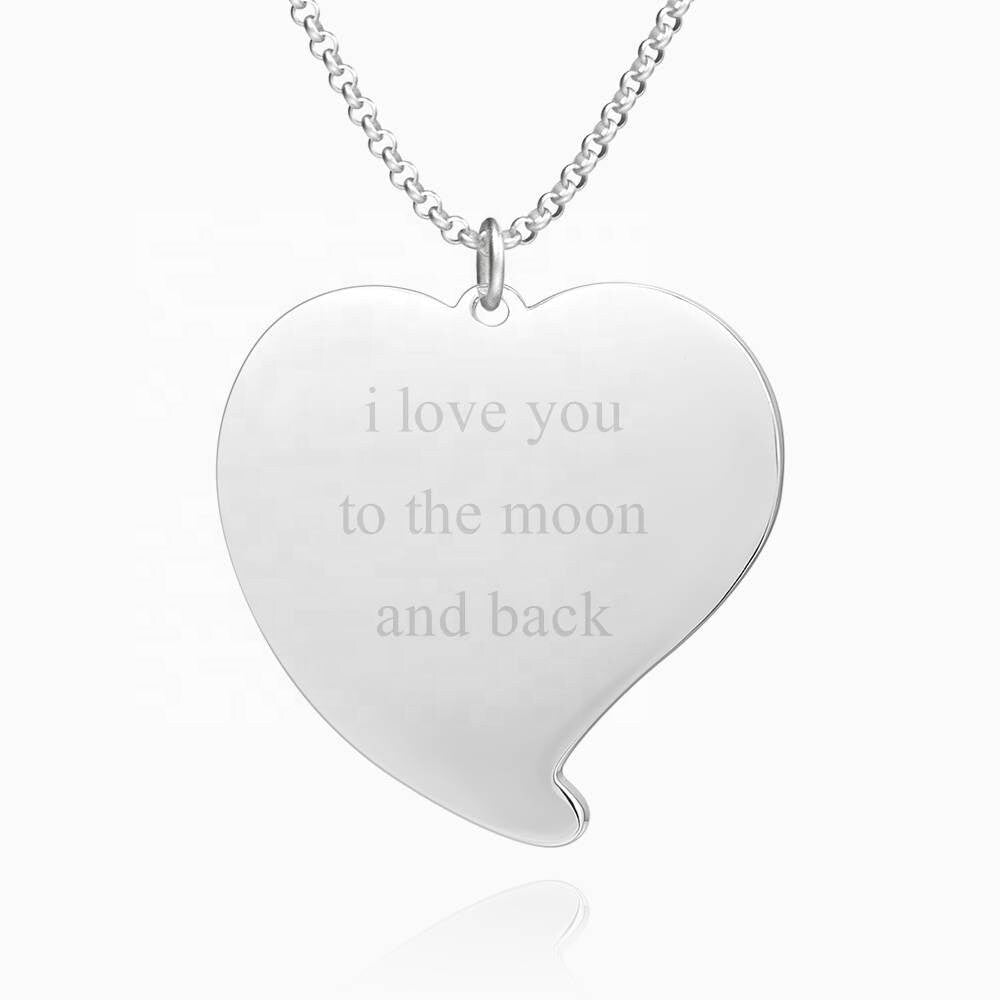 Personalized Photo Heart Necklace Customized Photo Engraved Link Chain Necklace Gift For Women Custom Text Engrave Picture Pendant
