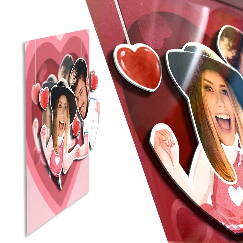 Personalized Picture Frame Stereoscopic Funny Style Custom Logo Picture Square Shaped Table Frame Custom Photo Frame Set For Couple's Gift