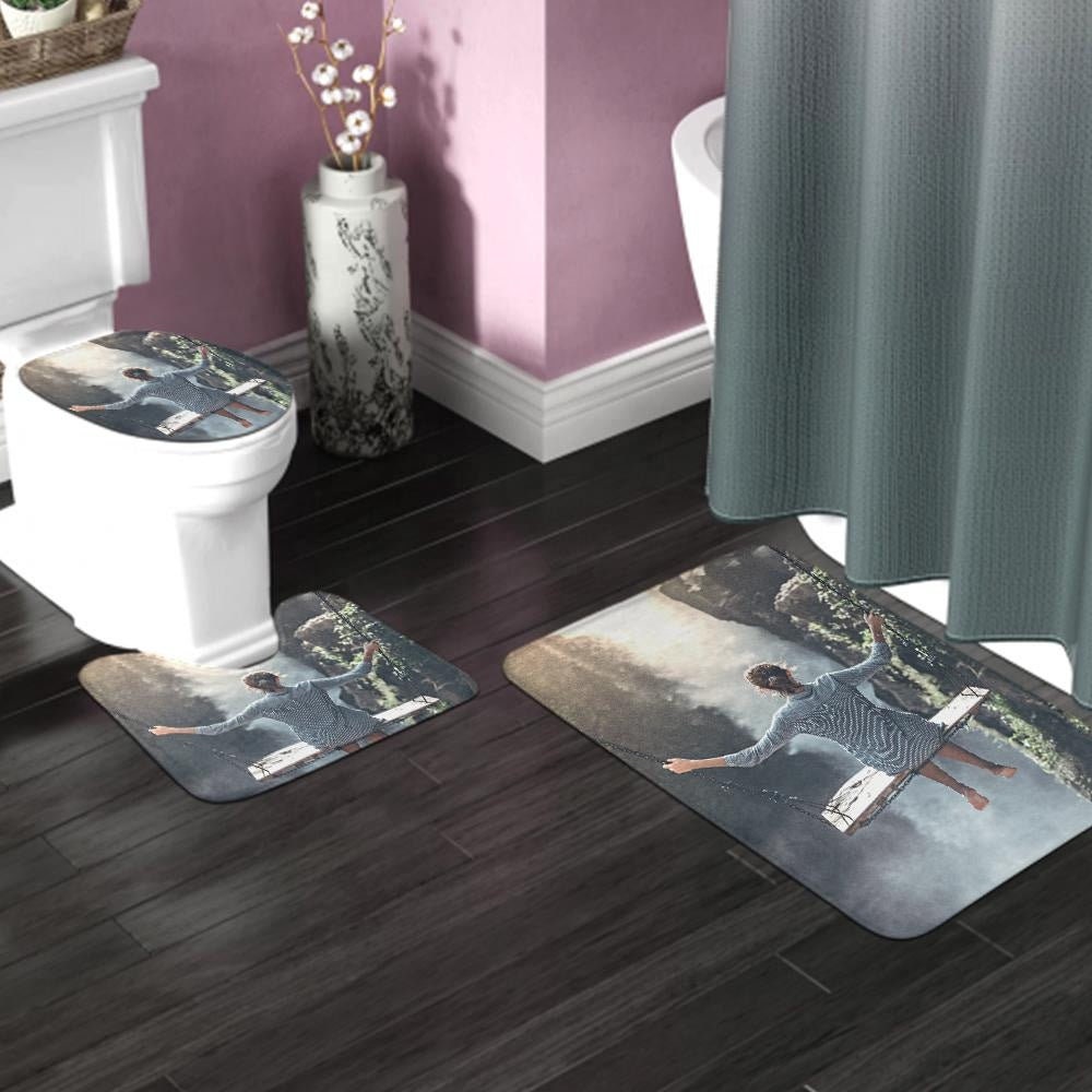 Personalized Logo 3 Piece Super Plush Non Slip Bathroom Mat Rug Set Custom Photo Bathroom Mat Printed Custom Bath Mats Anti Slip 3 Piece Mat