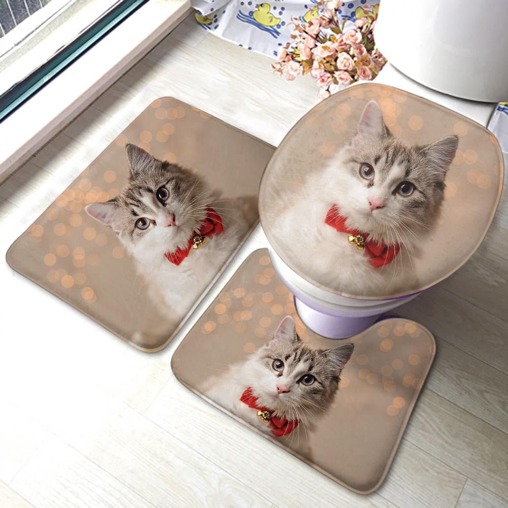 Custom Pet Photo Bathroom Mat Photo Printed Anti Slip Bathroom Absorbent Custom Bath Mats 3 Pieces Set Custom Printed Floor Mats