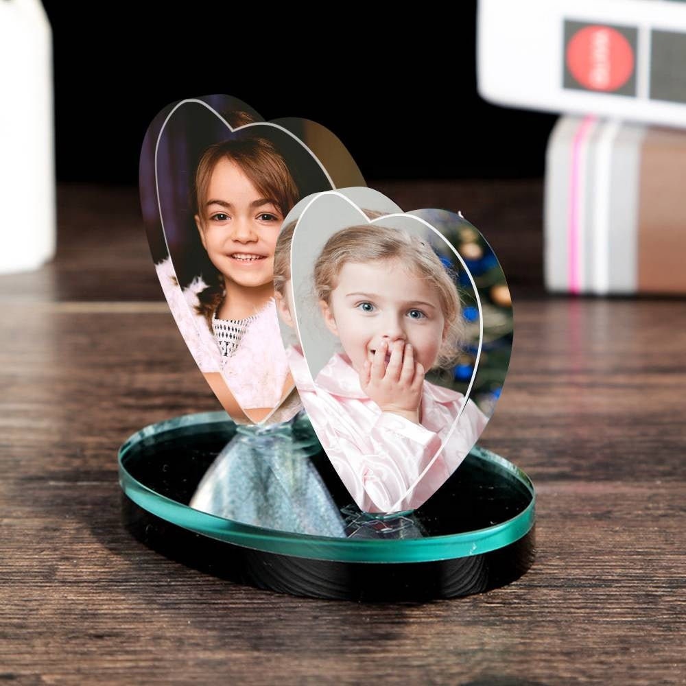 Personalized Photo Transparent Frame Heart Shaped Gift Crystal Crafts Wedding Gift Custom Picture Heart Transparent Frame Crystal Heart