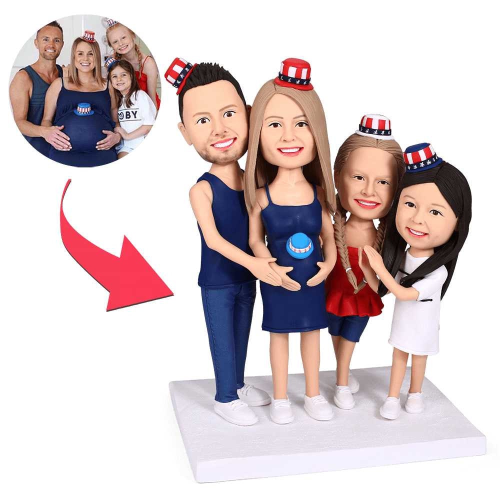 Personalized Photo Bobblehead Fully Customizable Made Figure Bobblehead Four Person Figurines Bespoke Portrait Sculpture For Family Soft