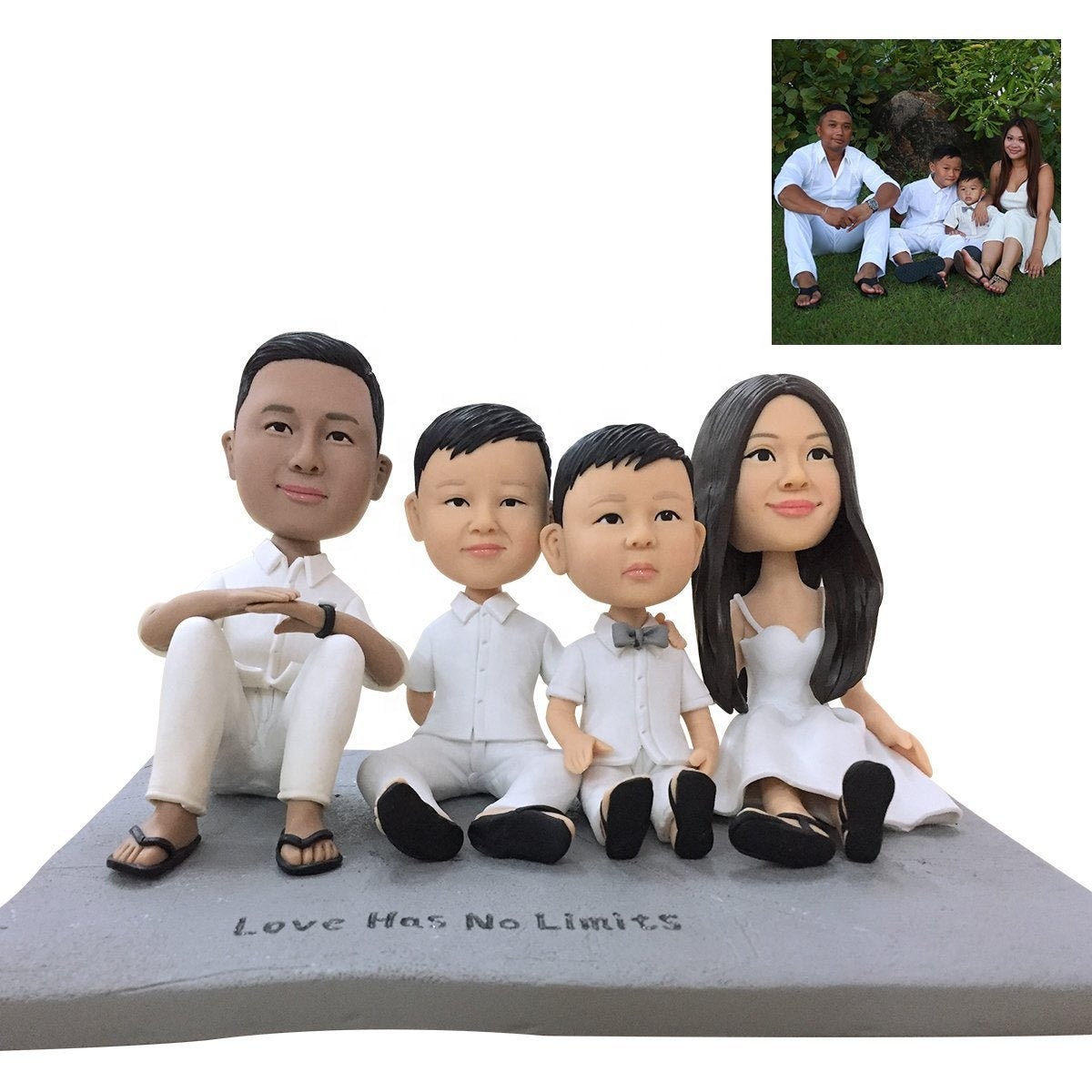 Personalized Photo Bobblehead Fully Customizable Made Figure Bobblehead Four Person Figurines Bespoke Portrait Sculpture For Family Soft