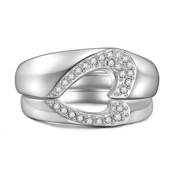 Matching Heart Rings Iced Out Heart Shaped Couple Knuckle Ring Set Heart Shape Wedding Couple Ring Heart Iced Out Couple Finger Ring Set