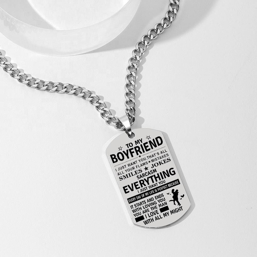 Personalized Photo Engraved Necklace Gift For Boyfriend Customized Engraved Picture Pendant Custom Photo Link Chain Necklace