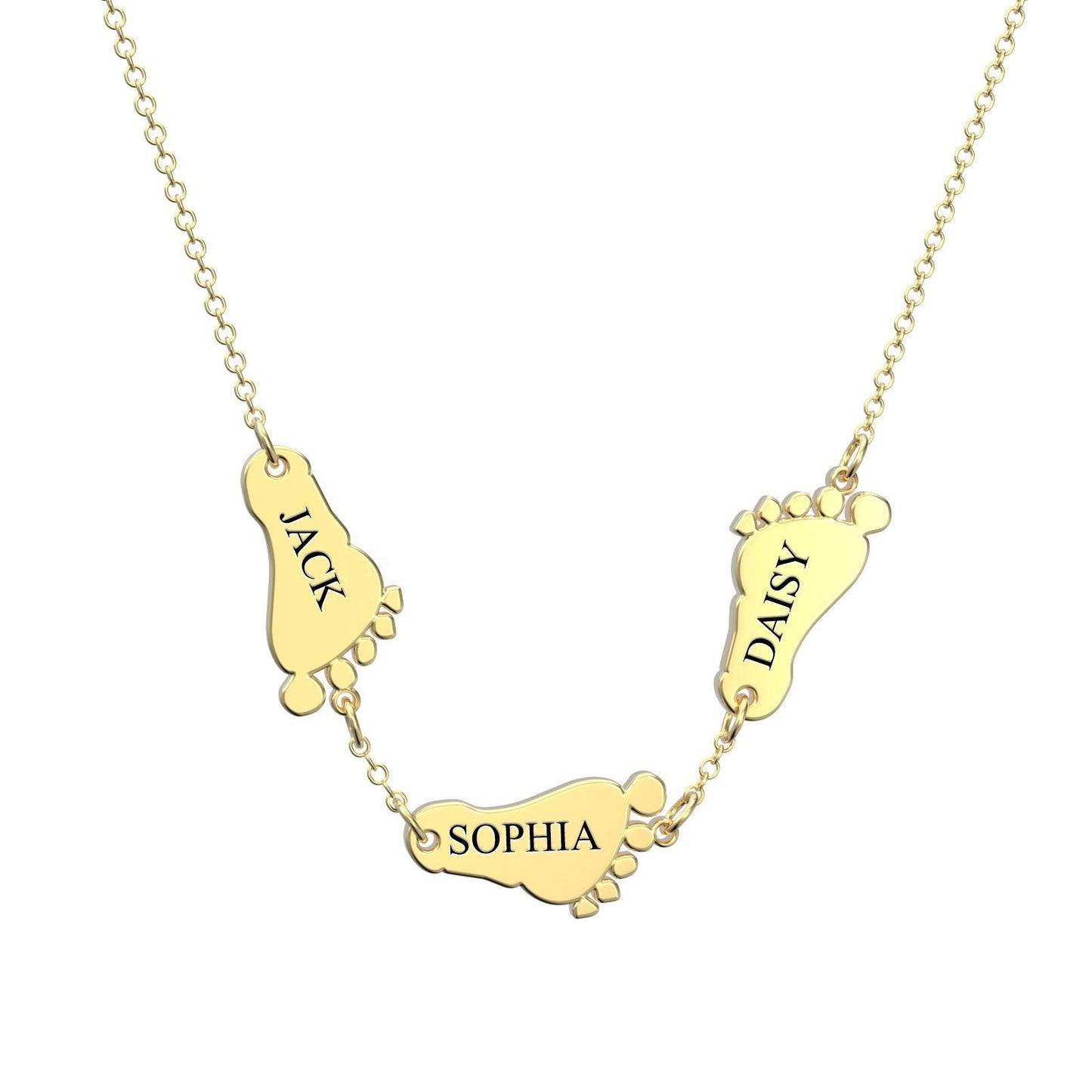 Personalized Engraved Baby Feet Name Necklace Custom Engravable Necklace Personalized Footprints Necklaces Children Names For Mom Custom