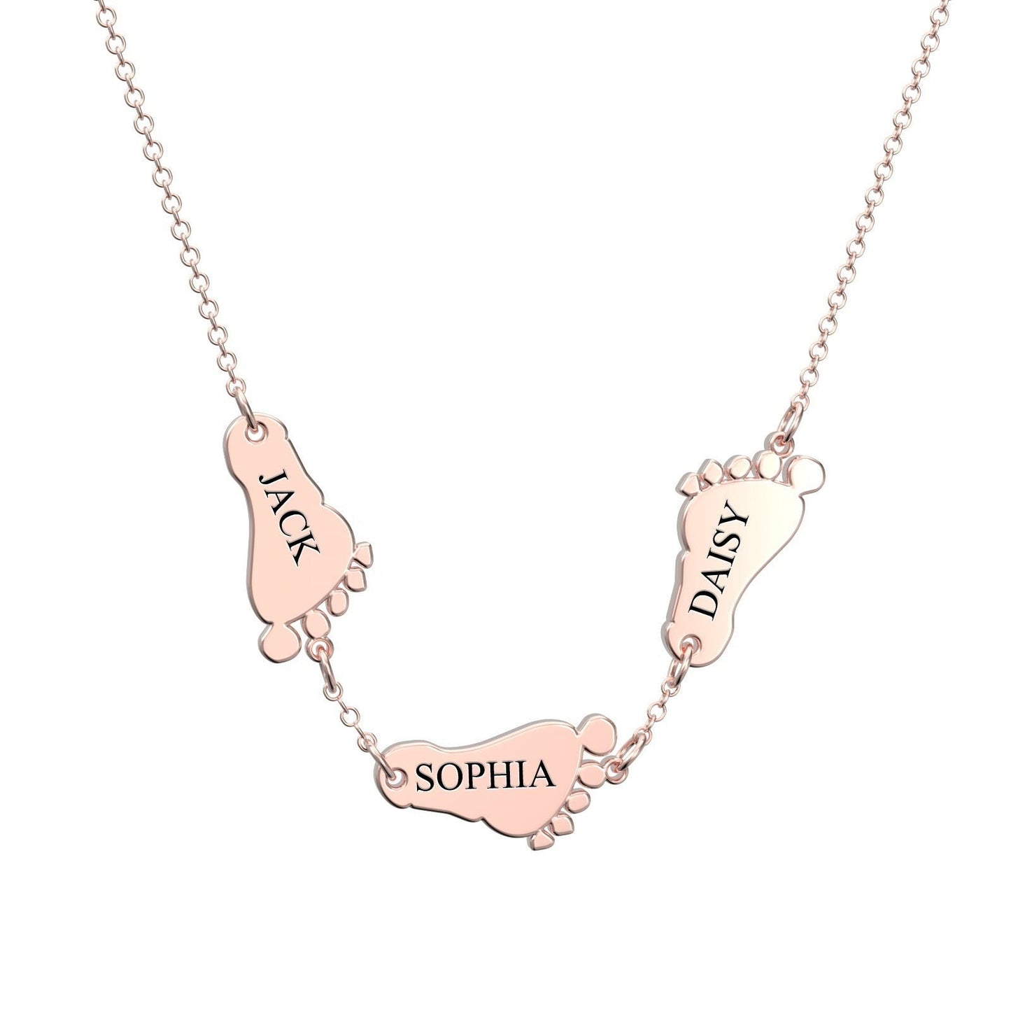 Personalized Engraved Baby Feet Name Necklace Custom Engravable Necklace Personalized Footprints Necklaces Children Names For Mom Custom