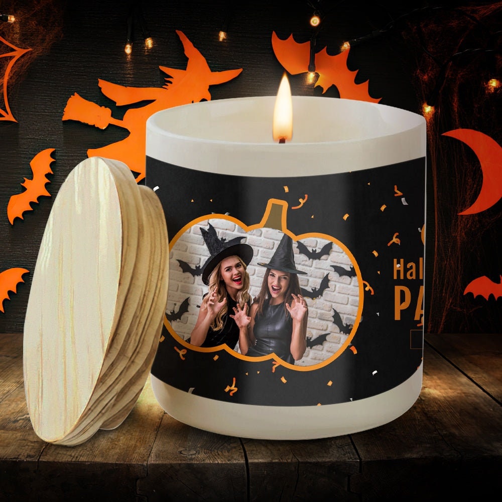 Personalized Photo Candle Label Picture Labels Candles Custom Halloween Candle British Pear And Freesia Fragrance Scented Label Candles