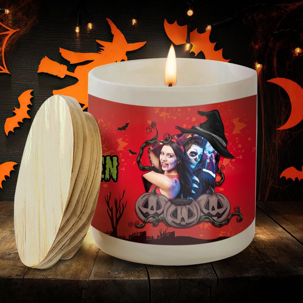 Personalized Photo Candle Label Picture Labels Candles Halloween Customized Photo Candle Custom Ceramic Candle Soy Wax Scented Upload Photo
