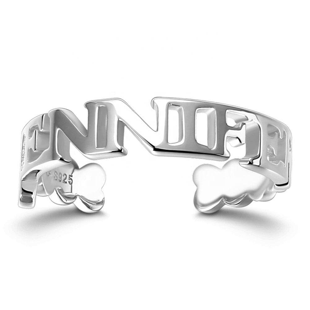 Personalized Name Engrave Ring Custom Delicate Name Ring Custom Name Plate Open Ring Sterling Silver Jewelry Name Rings Personalized Rings