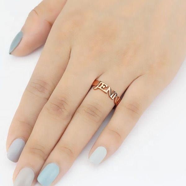 Personalized Name Engrave Ring Custom Delicate Name Ring Custom Name Plate Open Ring Sterling Silver Jewelry Name Rings Personalized Rings