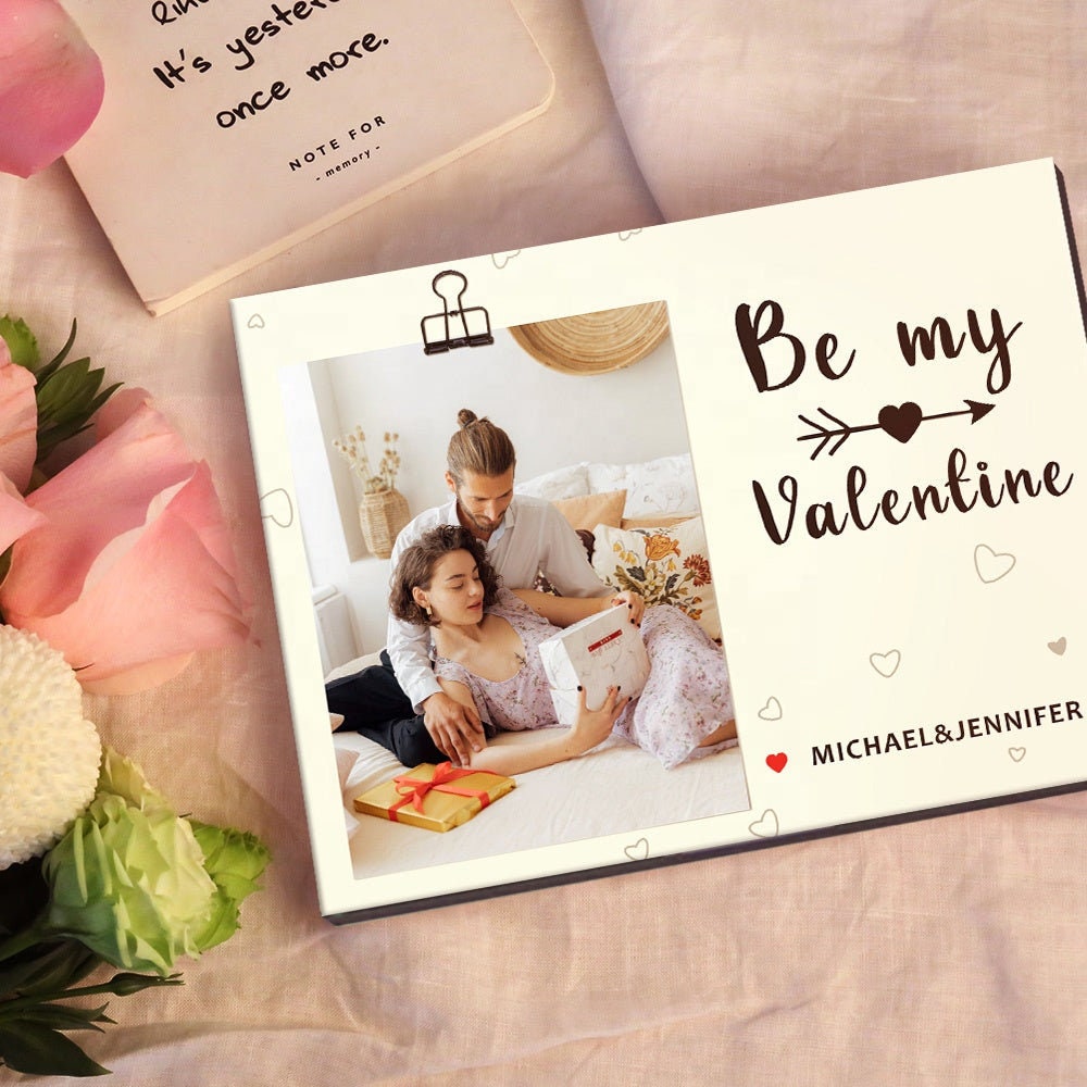 Personalized Photo Name Engraved Frame Custom Photo Valentine's Day Couple Gift Customized Names Photo Valentine Day Frame Gift