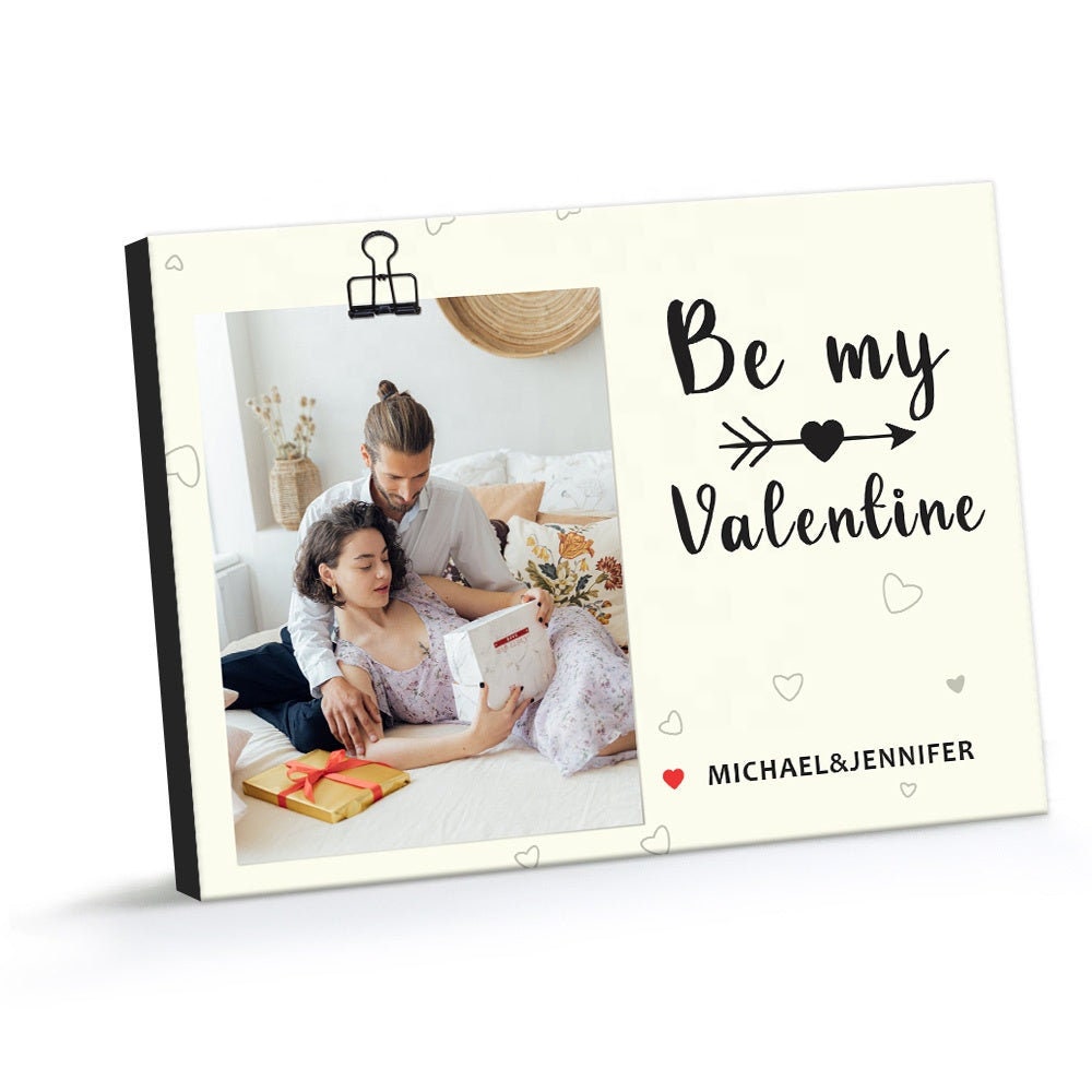 Personalized Photo Name Engraved Frame Custom Photo Valentine's Day Couple Gift Customized Names Photo Valentine Day Frame Gift