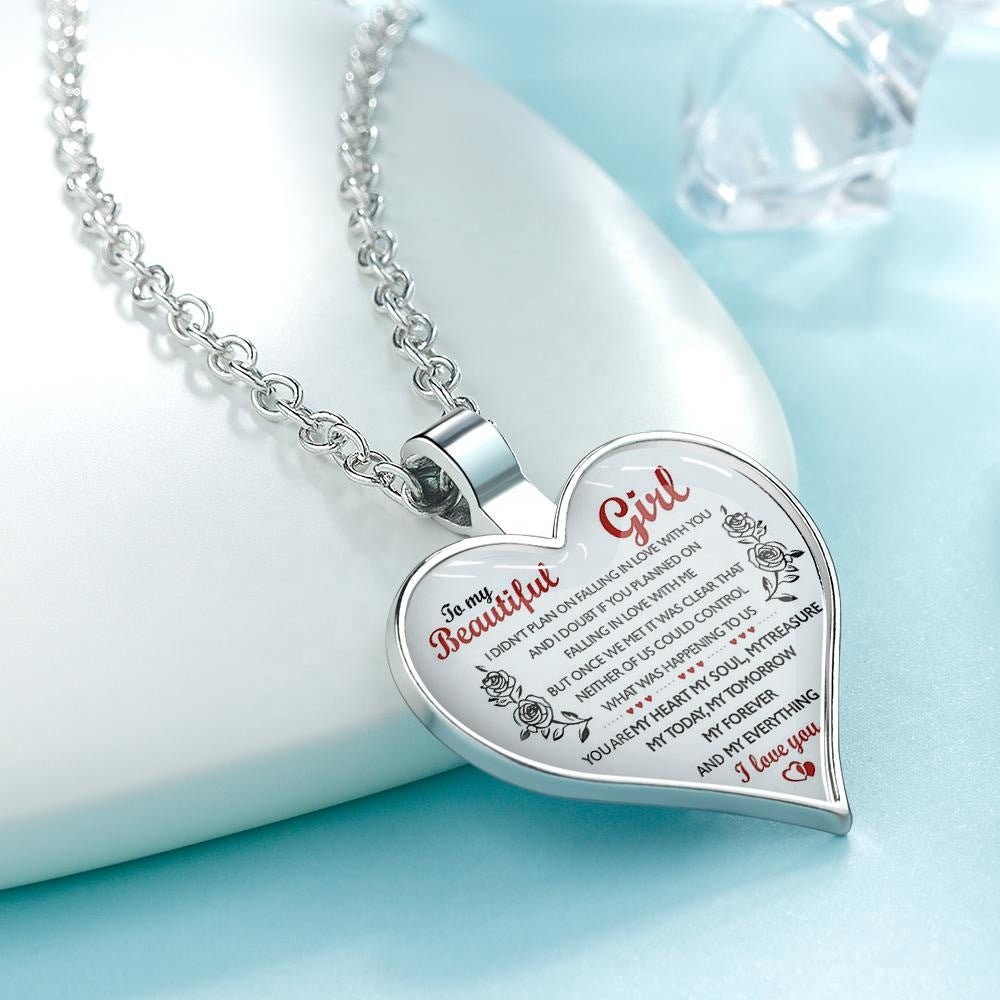 Heart Engraved Link Chain Necklace To My Girl Heart Shape Necklace Anniversary Birthday Graduation Necklace Gift For Women