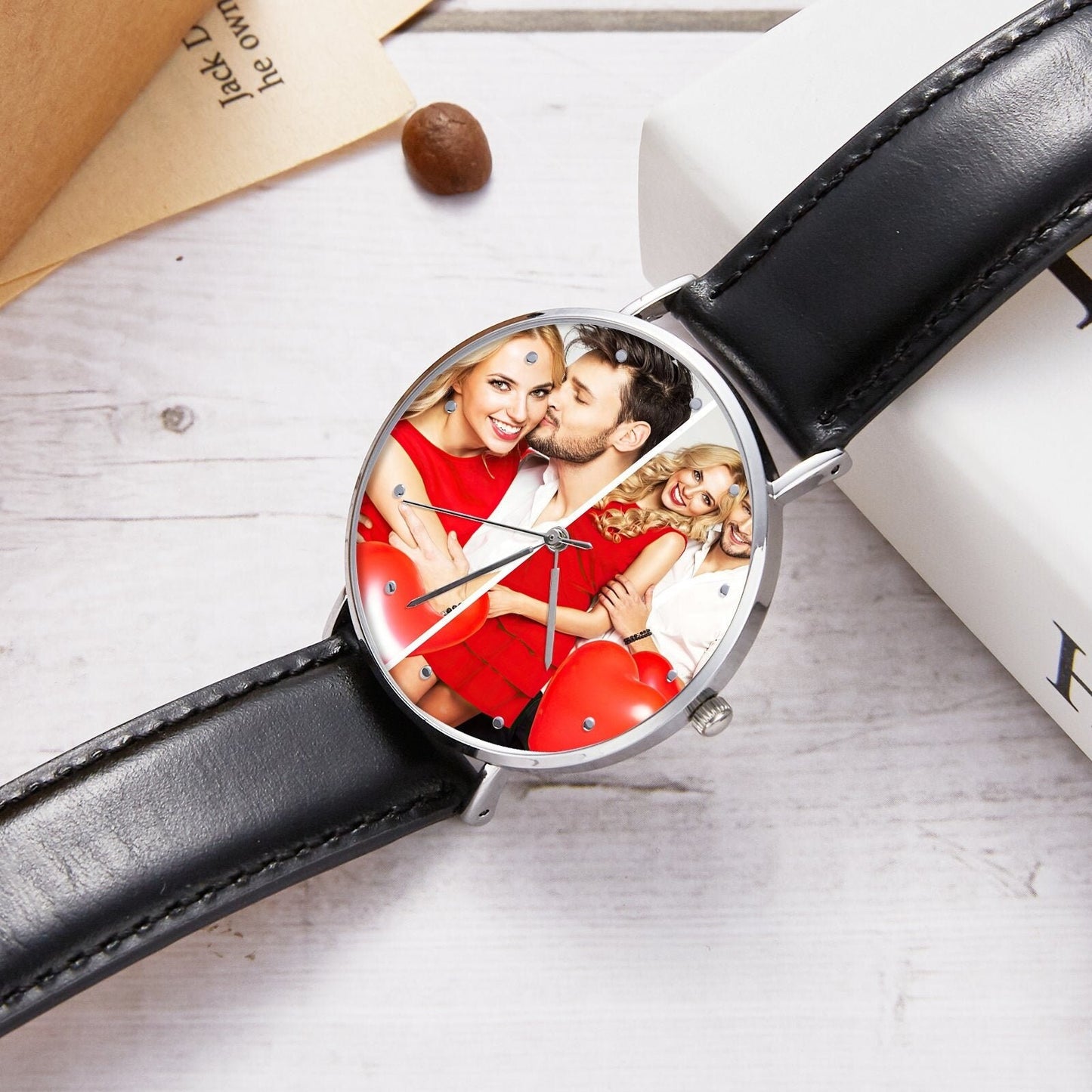 Personalized Two Pictures Watch Custom Engraved Women's Men's Watches Private Label Customized Watches With Two Pictures Gift For Her Gift