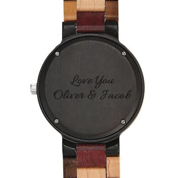 Personalized Photo Engraved Sketch Effect Men Watch Sketch Effect Custom Logo Wooden Watch Customizable Wristwatch Anniversary Wedding Gift