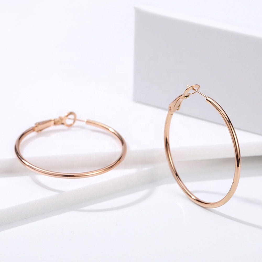 Hollow Out Circle Earrings Birthday Gift For Women Round Threader Hoop Earrings Stainless Steel Earring Circle Big Hoop Earrings