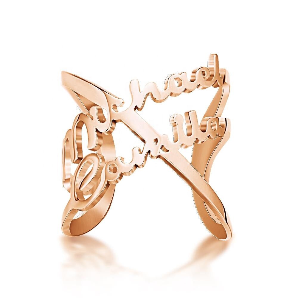 Personalized Name Plated Open Ring Custom Names Finger Ring For Women Customized Nameplate Ring Custom Name Letters Engraved Adjustable