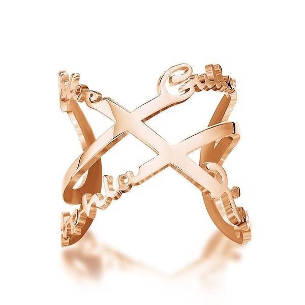 Personalized Name Plated Open Ring Custom Names Finger Ring For Women Customized Nameplate Ring Custom Name Letters Engraved Adjustable
