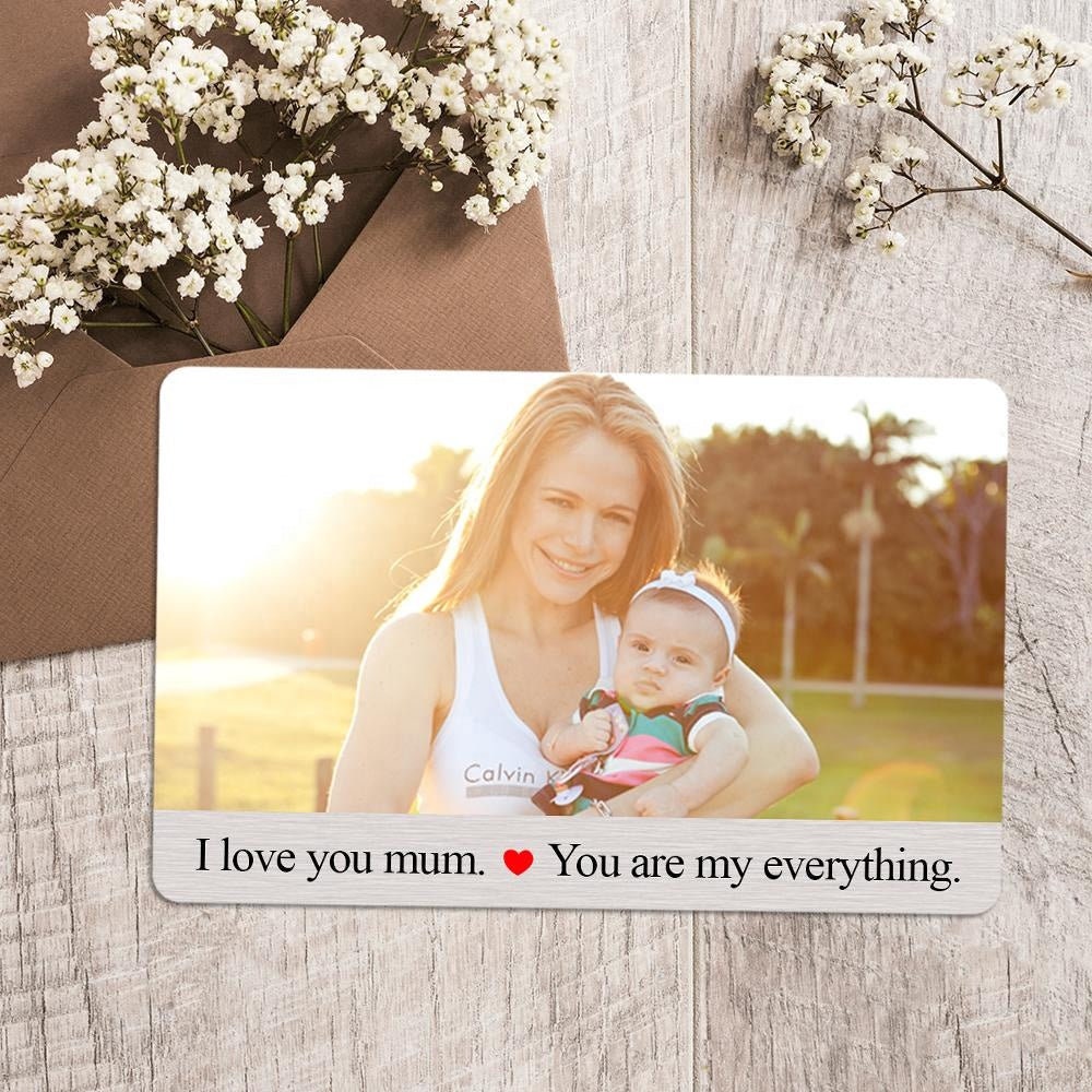 Personalized Picture Engraved Text Wallet Card Custom Photo Wallet Gift Card Mother's Gift Cards Customized Photo Text Engraving Card