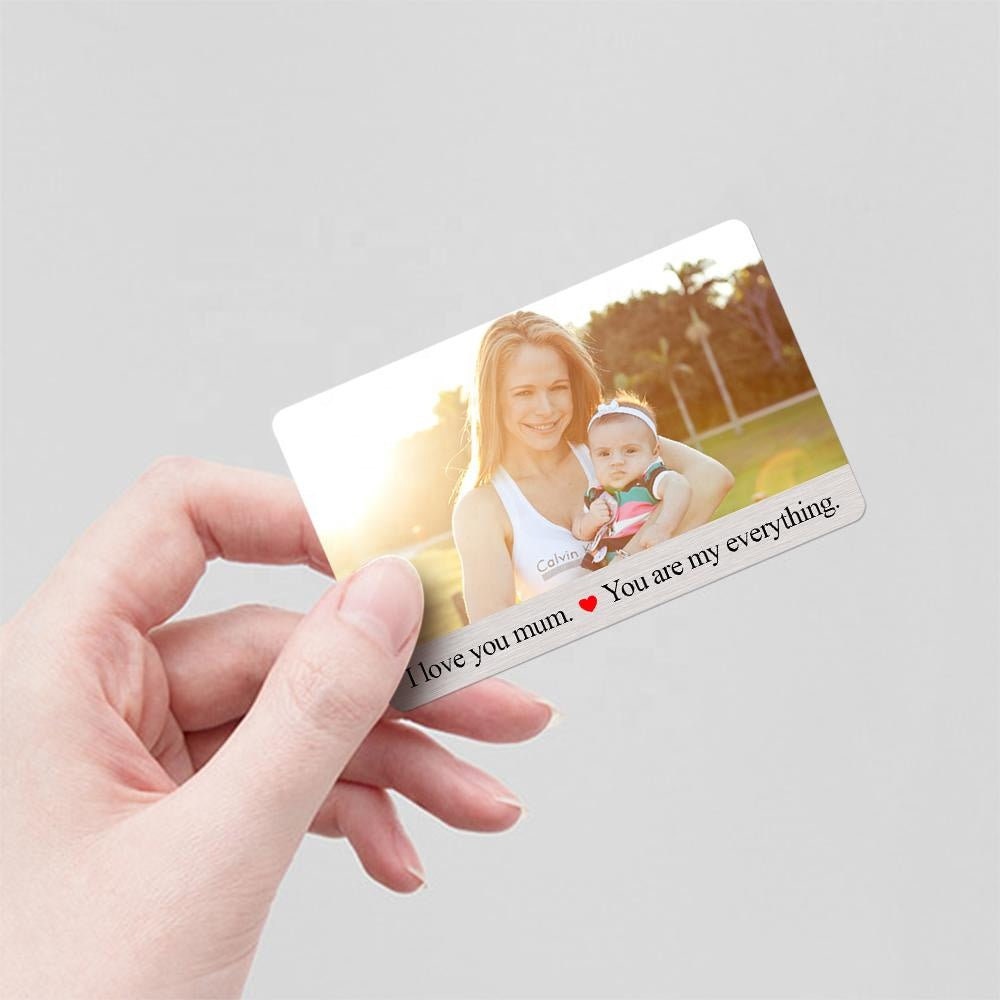 Personalized Picture Engraved Text Wallet Card Custom Photo Wallet Gift Card Mother's Gift Cards Customized Photo Text Engraving Card