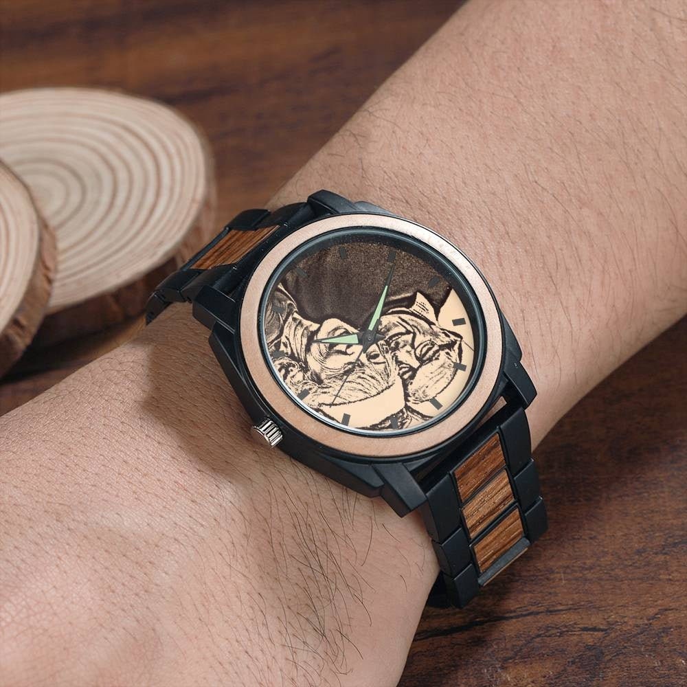 Personalized Logo Engraved Wood Watches Custom Premium Watch Customize Logo Engraved Wood Watches Custom Logo Wooden Watch Anniversary Gift
