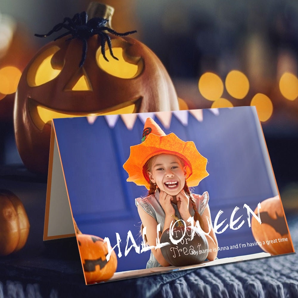 Personalized Text Picture Printed Halloween Card Customized Text Photo Engraved Halloween Greeting Card Custom Photo Text Festival Card